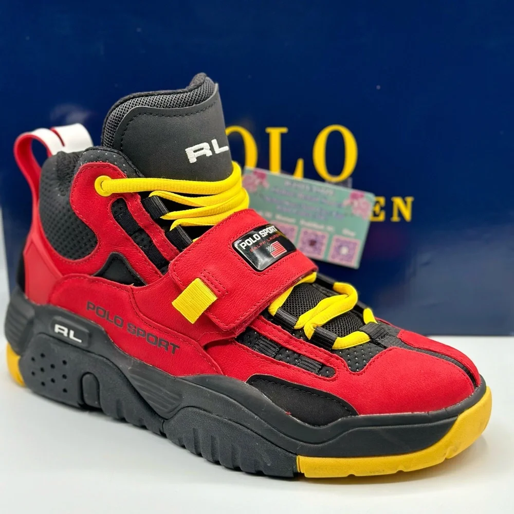 NEW Polo Ralph Lauren PS100 High-Top Sneakers 809846180002‎ Red/Black